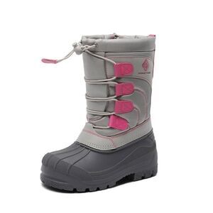 Dream Pairs Kid’s Grey Pink Waterproof Shell Bottom Winter Snow Boots Size 2